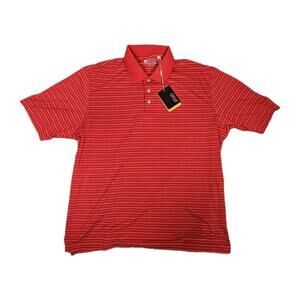 Greg Norman Polo Shirt Mens XL Red Striped Play Dry Golf Performance NWT